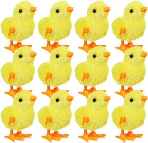 IMIKEYA 12PCS Wind Up Chicks Toys: Yellow Plush Jumping Chicks Plush Chicks Jumping Chick Wind Up Toys Wind Up Toys for Kids Toddlers Easter Egg Hunt Basket Stocking Goodie Bags Easter Party Favors