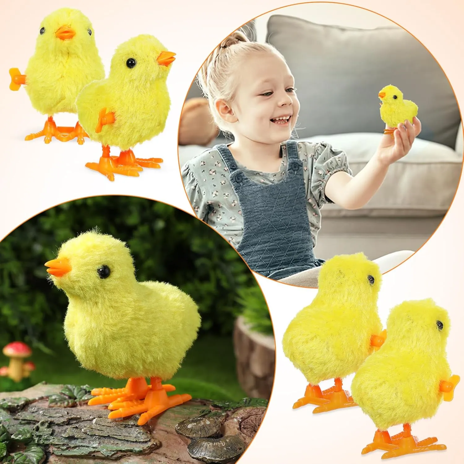 IMIKEYA 12PCS Wind Up Chicks Toys: Yellow Plush Jumping Chicks Plush Chicks Jumping Chick Wind Up Toys Wind Up Toys for Kids Toddlers Easter Egg Hunt Basket Stocking Goodie Bags Easter Party Favors