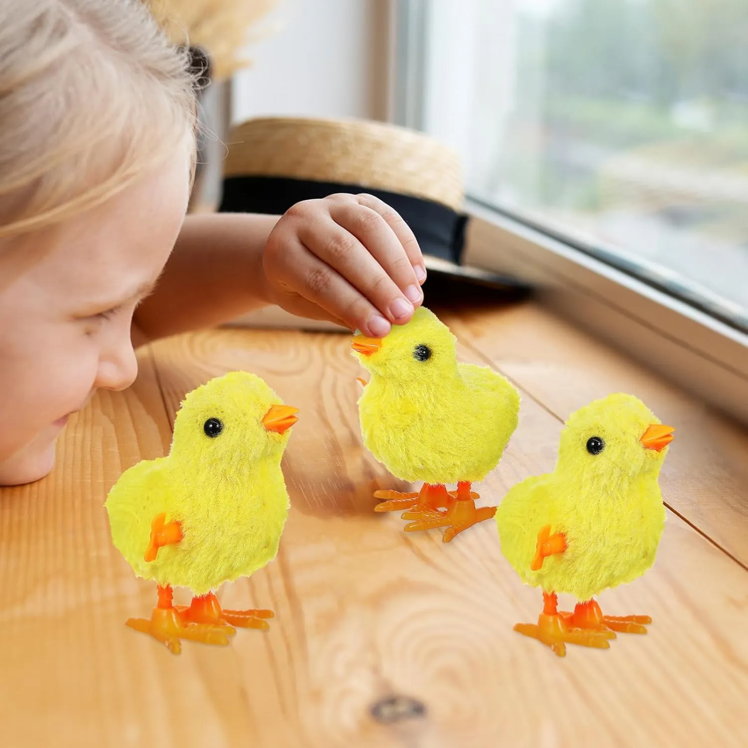 IMIKEYA 12PCS Wind Up Chicks Toys: Yellow Plush Jumping Chicks Plush Chicks Jumping Chick Wind Up Toys Wind Up Toys for Kids Toddlers Easter Egg Hunt Basket Stocking Goodie Bags Easter Party Favors