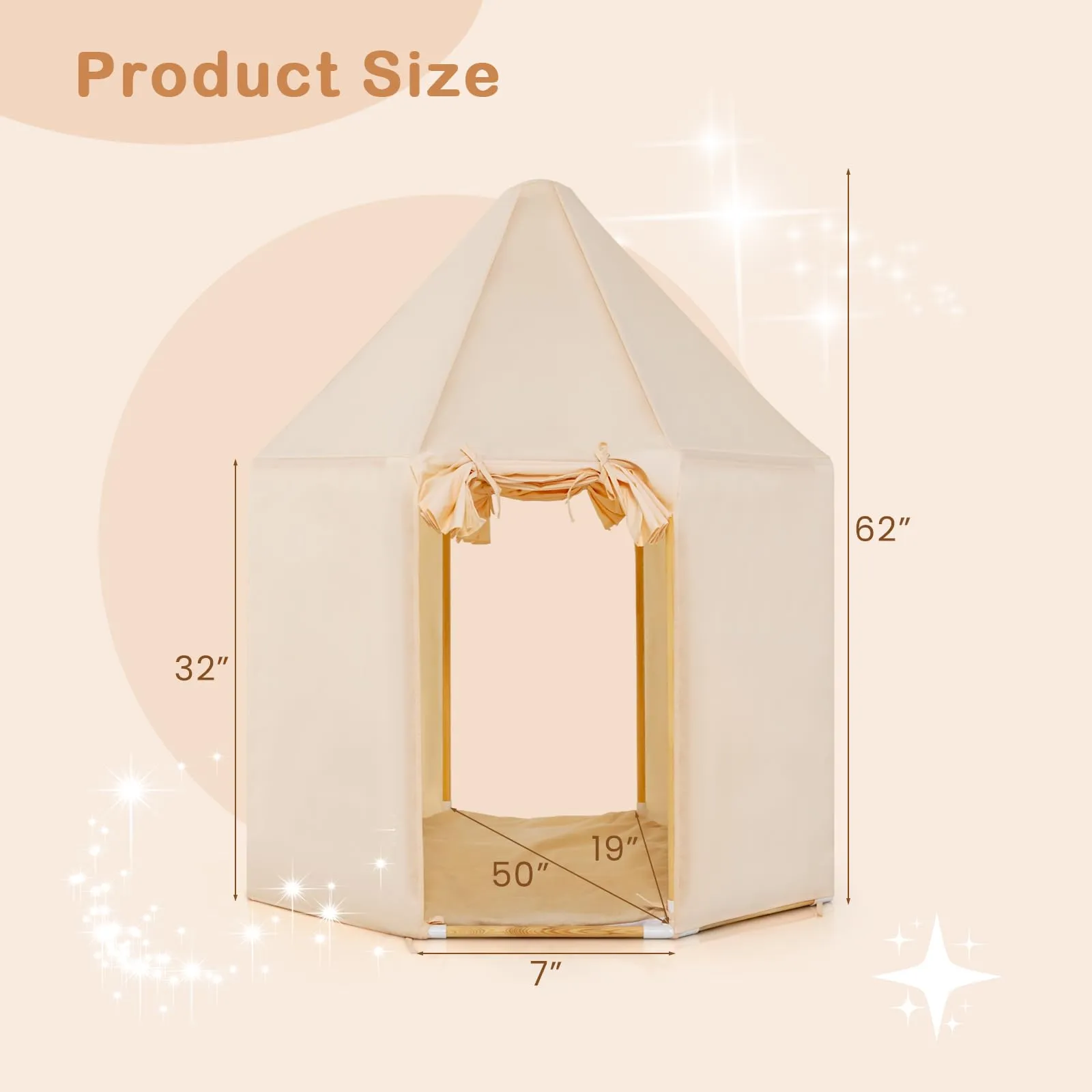 INFANS Kids Play Tent with Washable Mat, Anti-Trip Large Playhouse Toys with 2 Doors