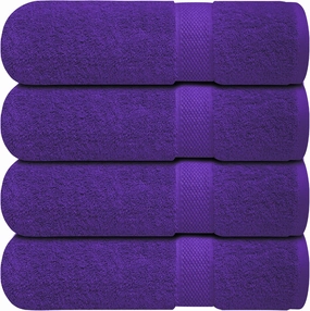 Infinitee Xclusives Luxury 100% Ring-Spun Cotton Bath Towels Set of 4 (27x54 inches) – Soft, Absorbent & Quick-Drying Towels for Bathroom, Gym, Spa & Hotel Use (Profound Purple)