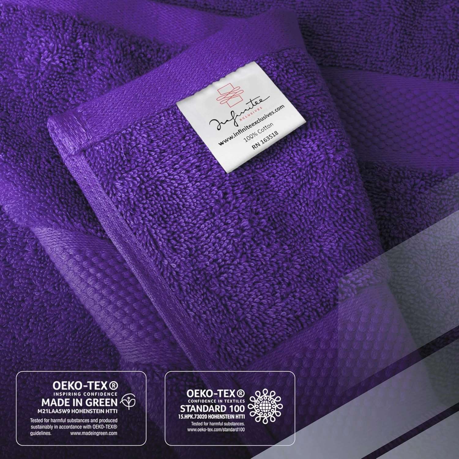Infinitee Xclusives Luxury 100% Ring-Spun Cotton Bath Towels Set of 4 (27x54 inches) – Soft, Absorbent & Quick-Drying Towels for Bathroom, Gym, Spa & Hotel Use (Profound Purple)