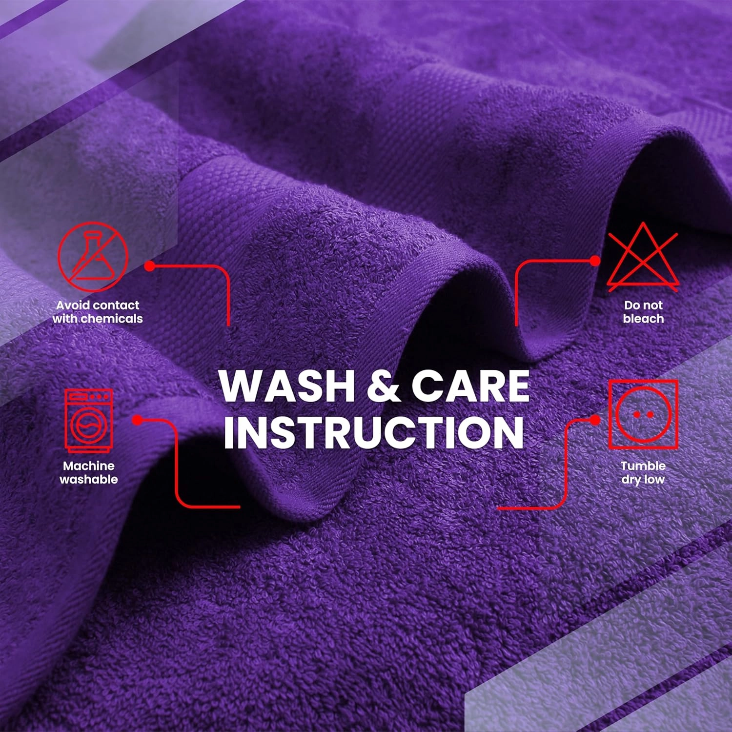 Infinitee Xclusives Luxury 100% Ring-Spun Cotton Bath Towels Set of 4 (27x54 inches) – Soft, Absorbent & Quick-Drying Towels for Bathroom, Gym, Spa & Hotel Use (Profound Purple)