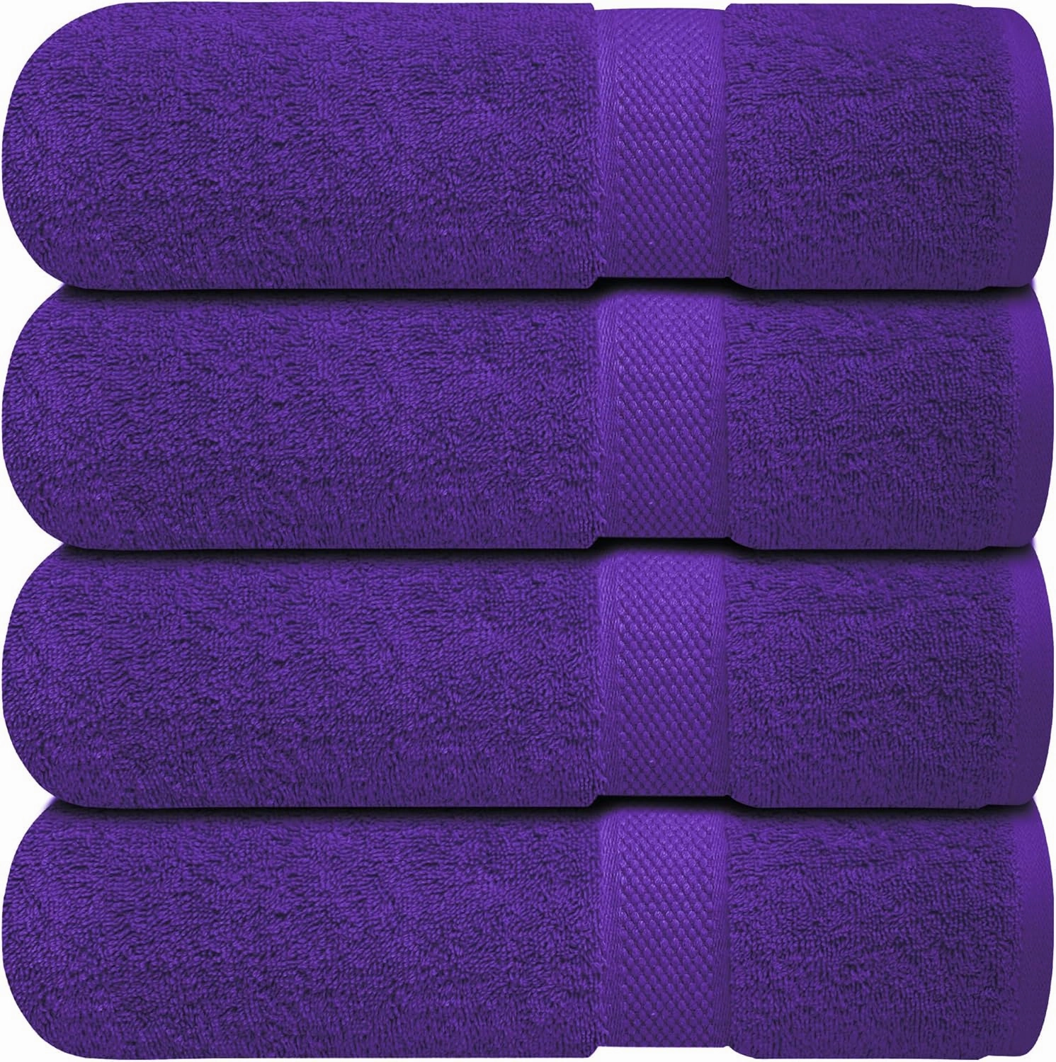 Infinitee Xclusives Luxury 100% Ring-Spun Cotton Bath Towels Set of 4 (27x54 inches) – Soft, Absorbent & Quick-Drying Towels for Bathroom, Gym, Spa & Hotel Use (Profound Purple)