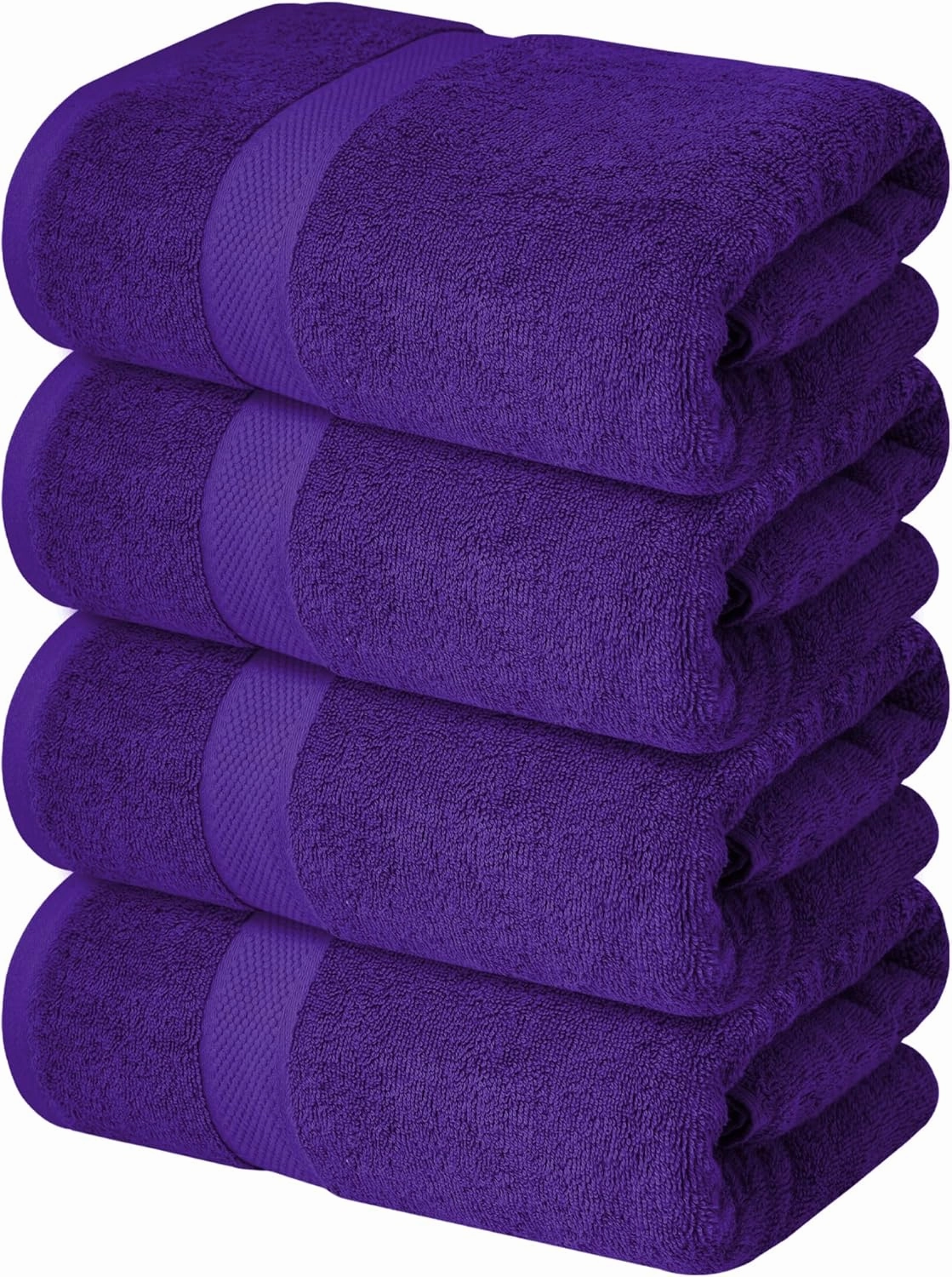 Infinitee Xclusives Luxury 100% Ring-Spun Cotton Bath Towels Set of 4 (27x54 inches) – Soft, Absorbent & Quick-Drying Towels for Bathroom, Gym, Spa & Hotel Use (Profound Purple)