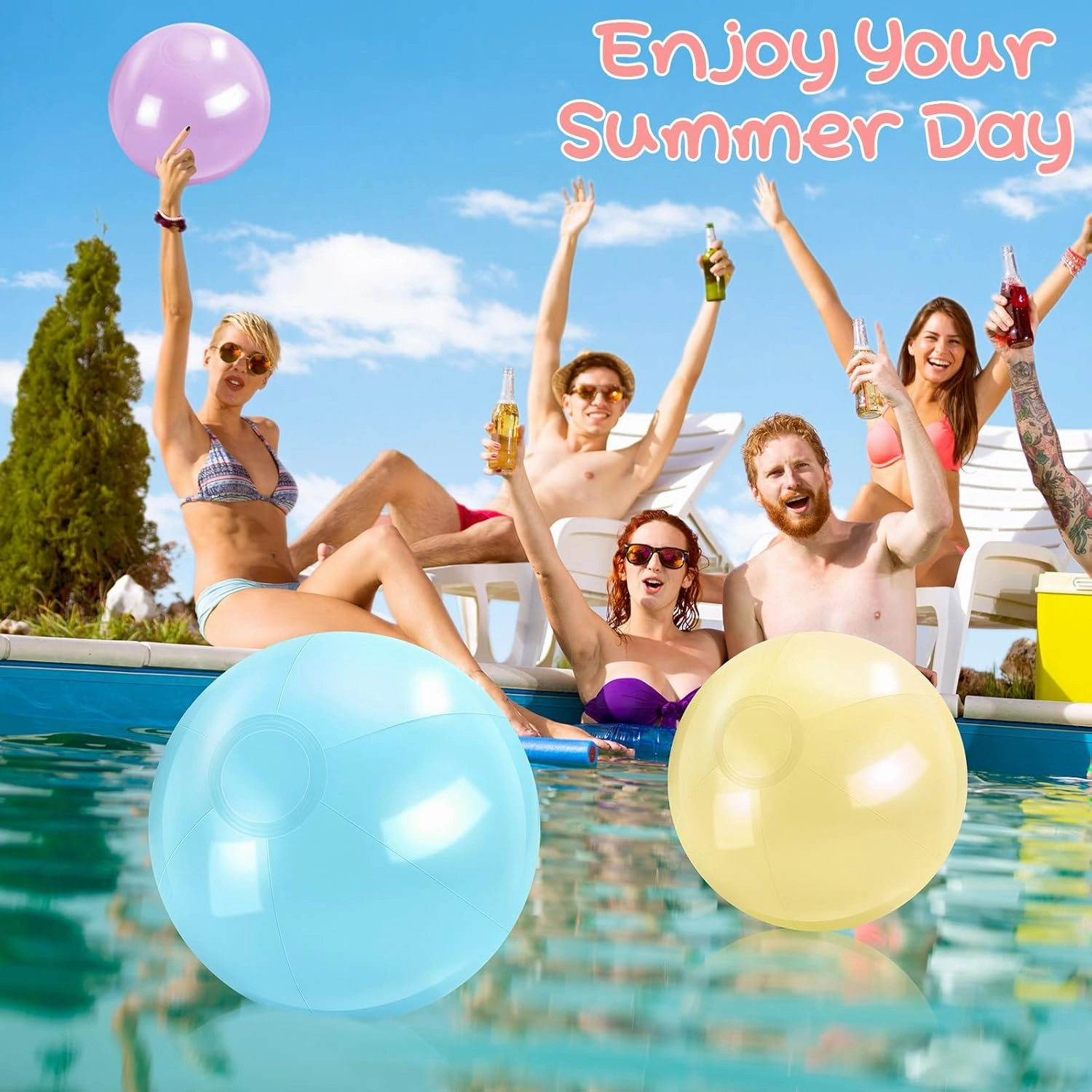 Inflatable Beach Balls Bulk Macaron Color Jumbo Large Beach Balls Pool Game Toys for Summer Swimming Party Games Water