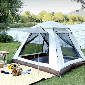 Instant Tent 4 People Pop Open in Three Seconds,Double Doors and Four Windows Family Camping Tent Sturdy and Practical Easy Up Tent for Hiking Camping