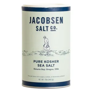 Jacobsen Salt Co. Pure Kosher Sea Salt – Kosher, Coarse, Non-Iodized Made in USA, Non-GMO, Steak Seasoning, Gourmet, Real Salt Flakes – 12oz