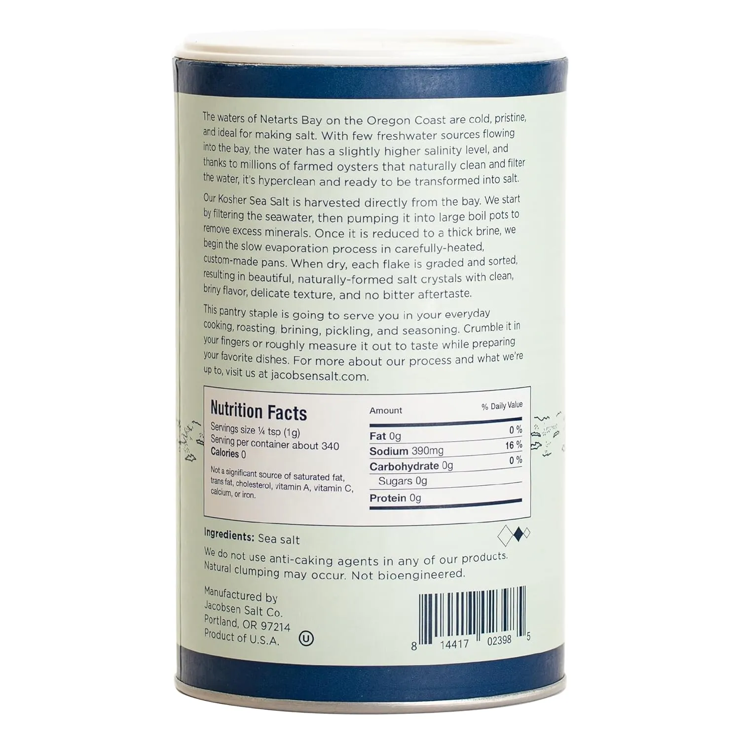Jacobsen Salt Co. Pure Kosher Sea Salt – Kosher, Coarse, Non-Iodized Made in USA, Non-GMO, Steak Seasoning, Gourmet, Real Salt Flakes – 12oz