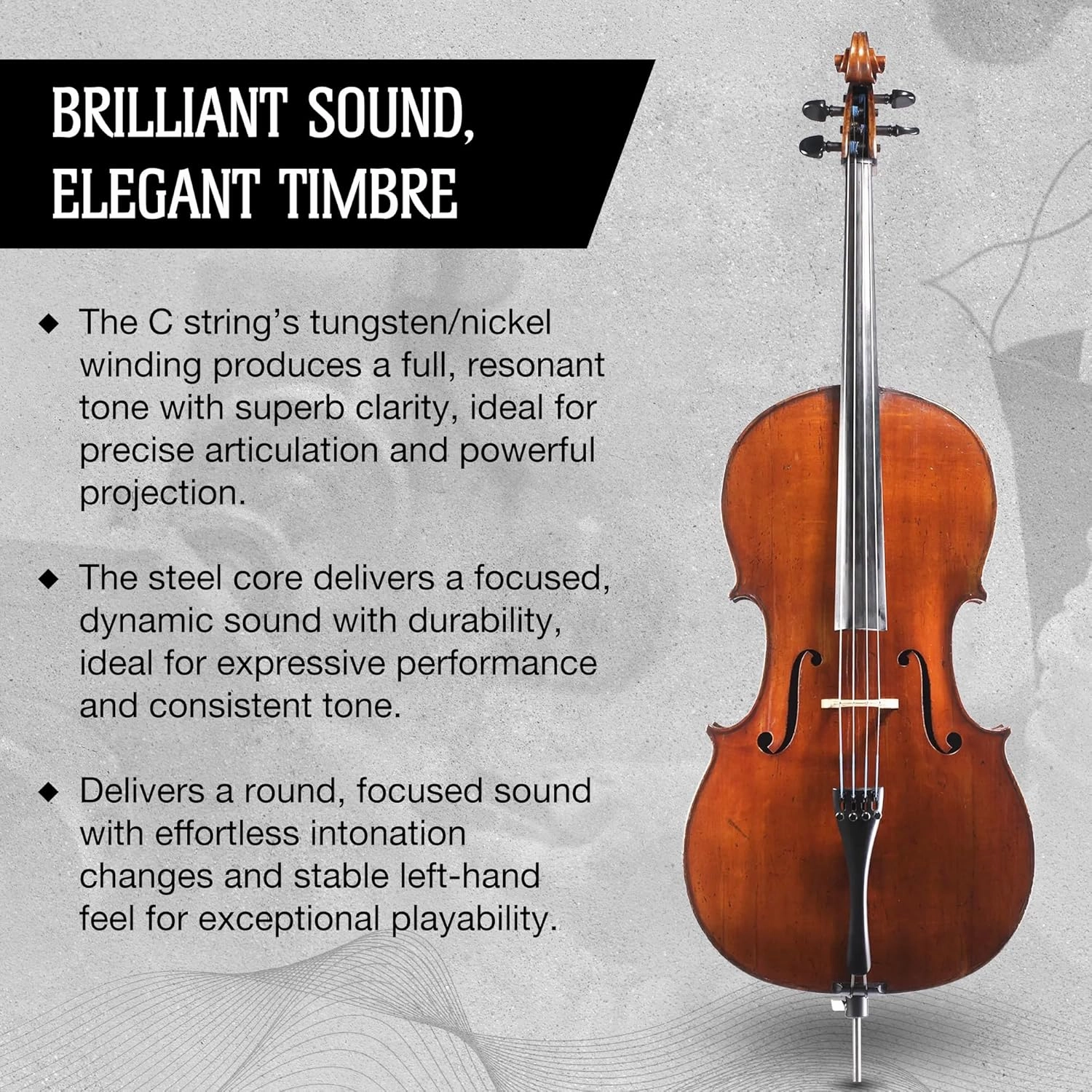 Jargar Evoke Cello D | Multi Alloy Carbon Steel Core Cello String for Professionals and Aspiring Cellists | Brilliant, Round, and Focused Sound with Elegant Timbre | Made In Denmark | D-String