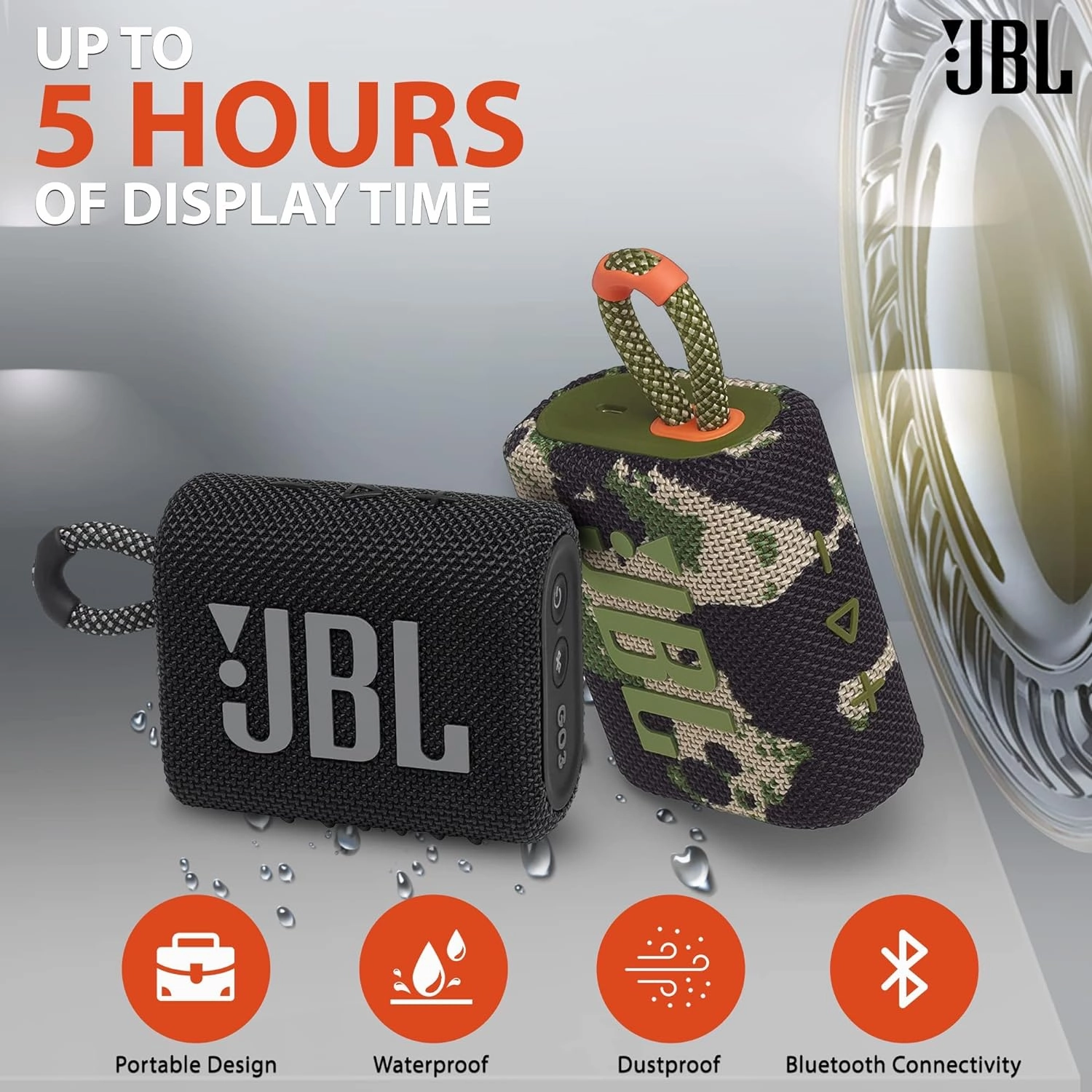 JBL Go 3 Portable Bluetooth Wireless Speaker, IP67 Waterproof and Dustproof Built-in Battery - Teal - Boomph's Comprehensive Ultimate Performance Cloth Solution for Your On-The-Go Sound Experience