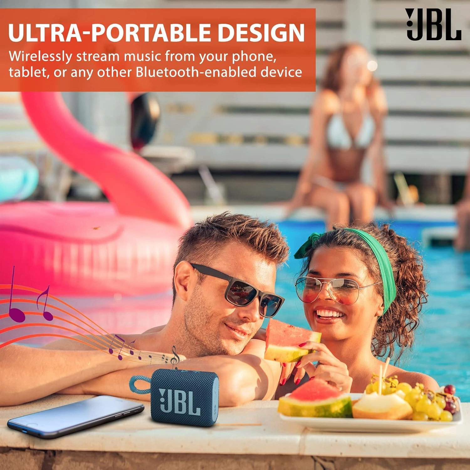JBL Go 3 Portable Bluetooth Wireless Speaker, IP67 Waterproof and Dustproof Built-in Battery - Teal - Boomph's Comprehensive Ultimate Performance Cloth Solution for Your On-The-Go Sound Experience