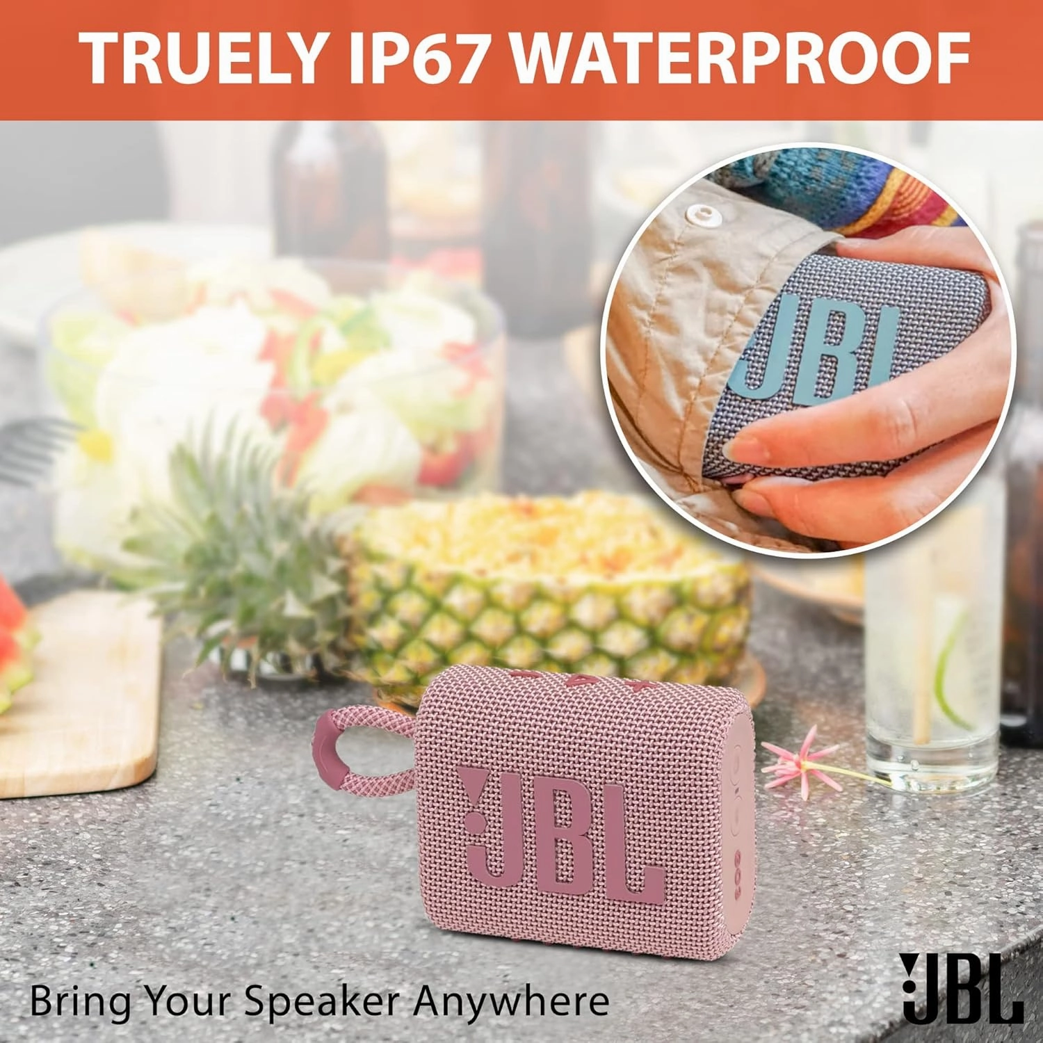 JBL Go 3 Portable Bluetooth Wireless Speaker, IP67 Waterproof and Dustproof Built-in Battery - Teal - Boomph's Comprehensive Ultimate Performance Cloth Solution for Your On-The-Go Sound Experience