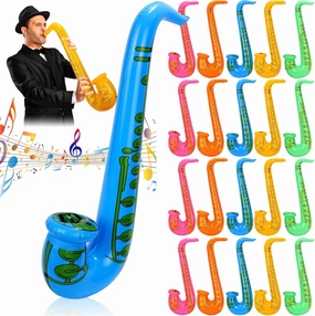 Jenaai 20 Pcs Inflatable Saxophone Assorted Colors Inflatable Instruments Toy Saxophone with an Inflator for Boys and Girls, 80s 90s Party Decorations Birthday Carnival Party Favors