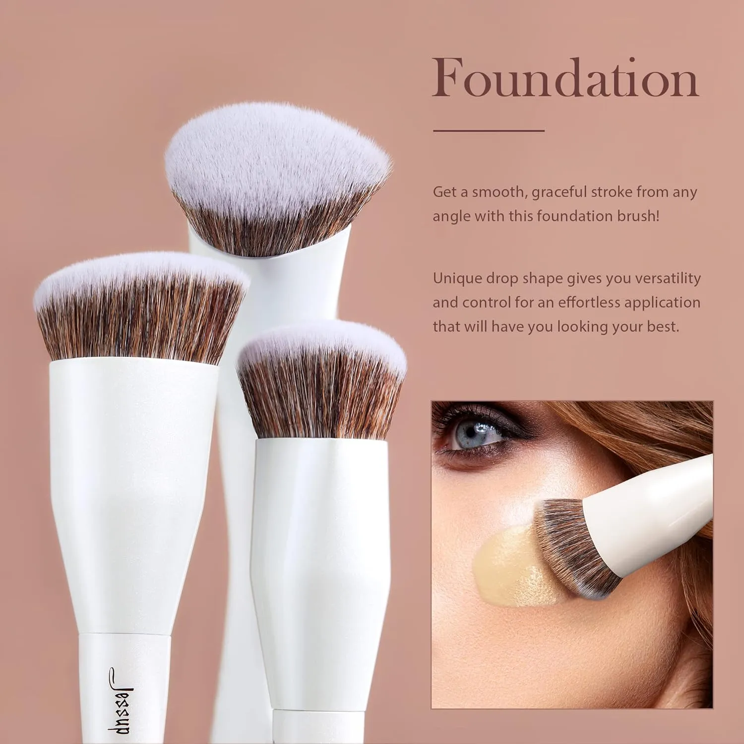 Jessup Make up Brushes 4pcs Face Makeup Brushes Set for Foundation Concealer Blush Contour Powder Highlighter, Pearl White T344