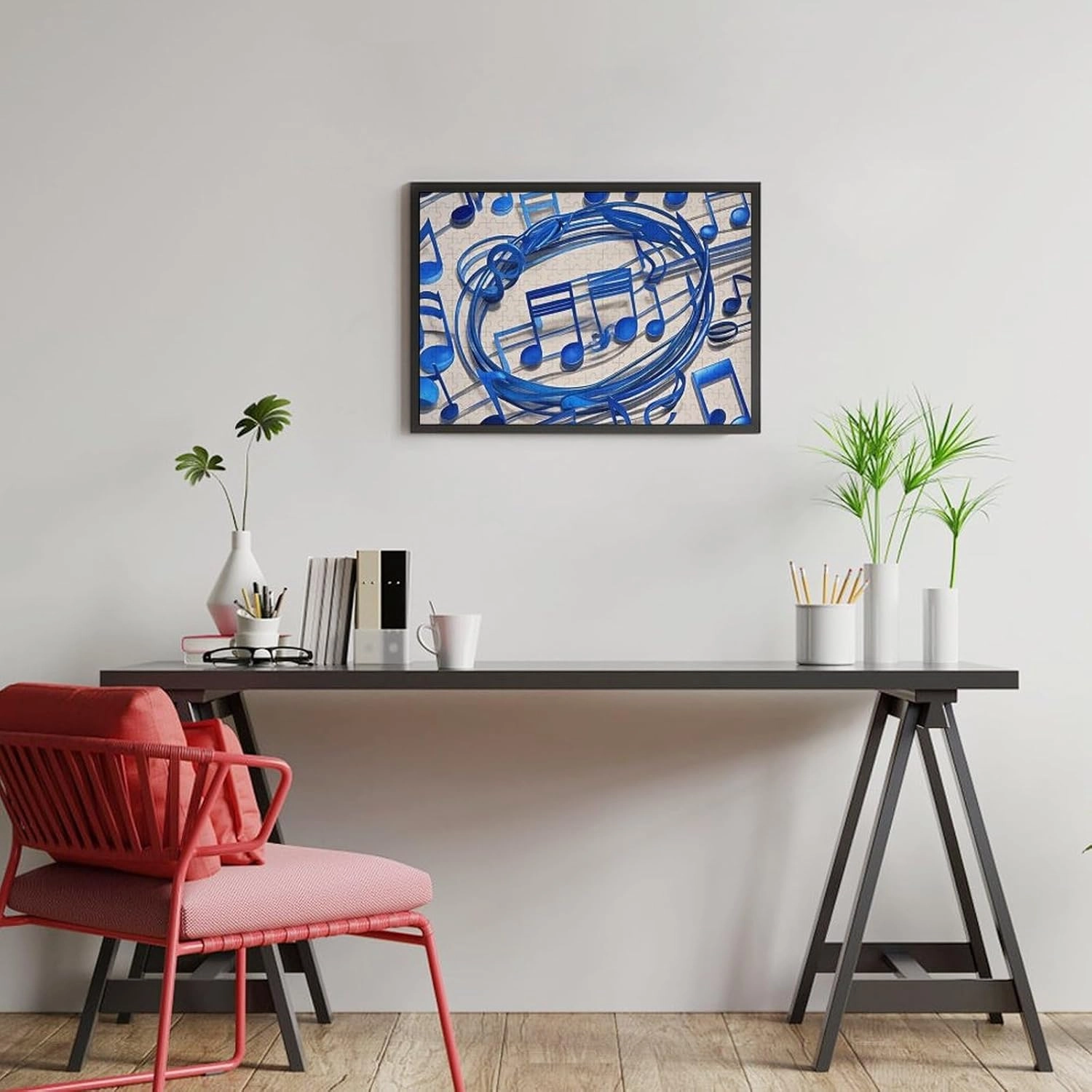 Jigsaw Puzzle from Photos 300/500/1000 Pieces Personalized Wooden Picture Puzzles Custom Puzzle from Pictures Blue Musical Notes Puzzles for Adults Family Birthday Valentine's Day Gifts