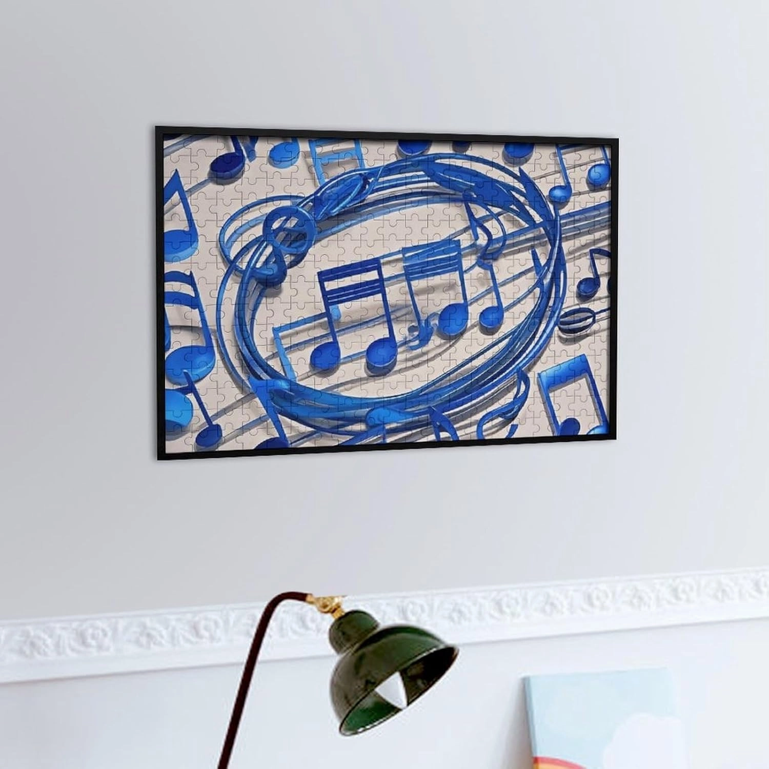 Jigsaw Puzzle from Photos 300/500/1000 Pieces Personalized Wooden Picture Puzzles Custom Puzzle from Pictures Blue Musical Notes Puzzles for Adults Family Birthday Valentine's Day Gifts