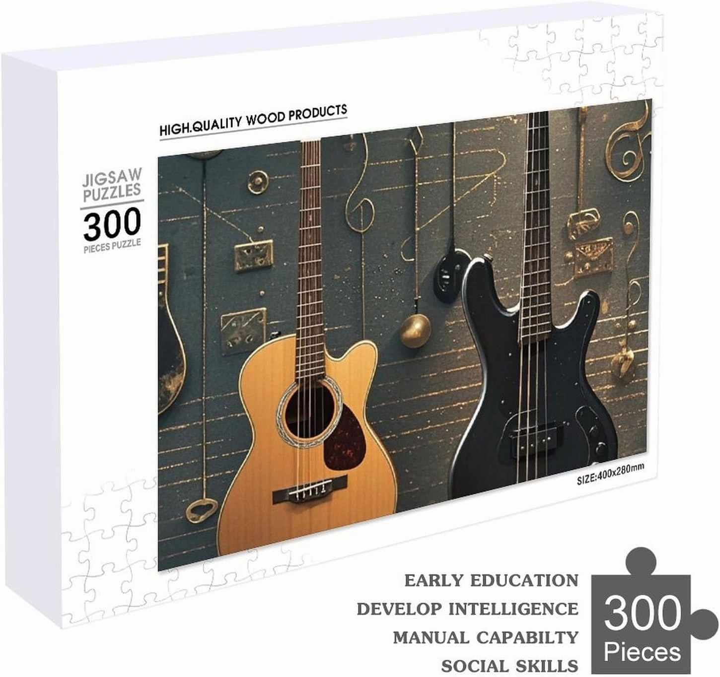 Jigsaw Puzzle from Photos 300/500/1000 Pieces Personalized Wooden Picture Puzzles Custom Puzzle from Pictures Musical Instruments Puzzles for Adults Family Birthday Valentine's Day Gifts