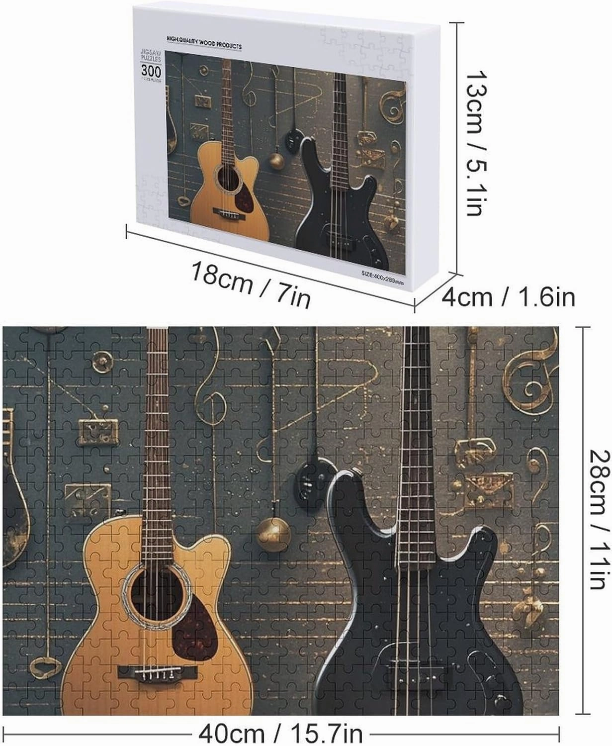 Jigsaw Puzzle from Photos 300/500/1000 Pieces Personalized Wooden Picture Puzzles Custom Puzzle from Pictures Musical Instruments Puzzles for Adults Family Birthday Valentine's Day Gifts