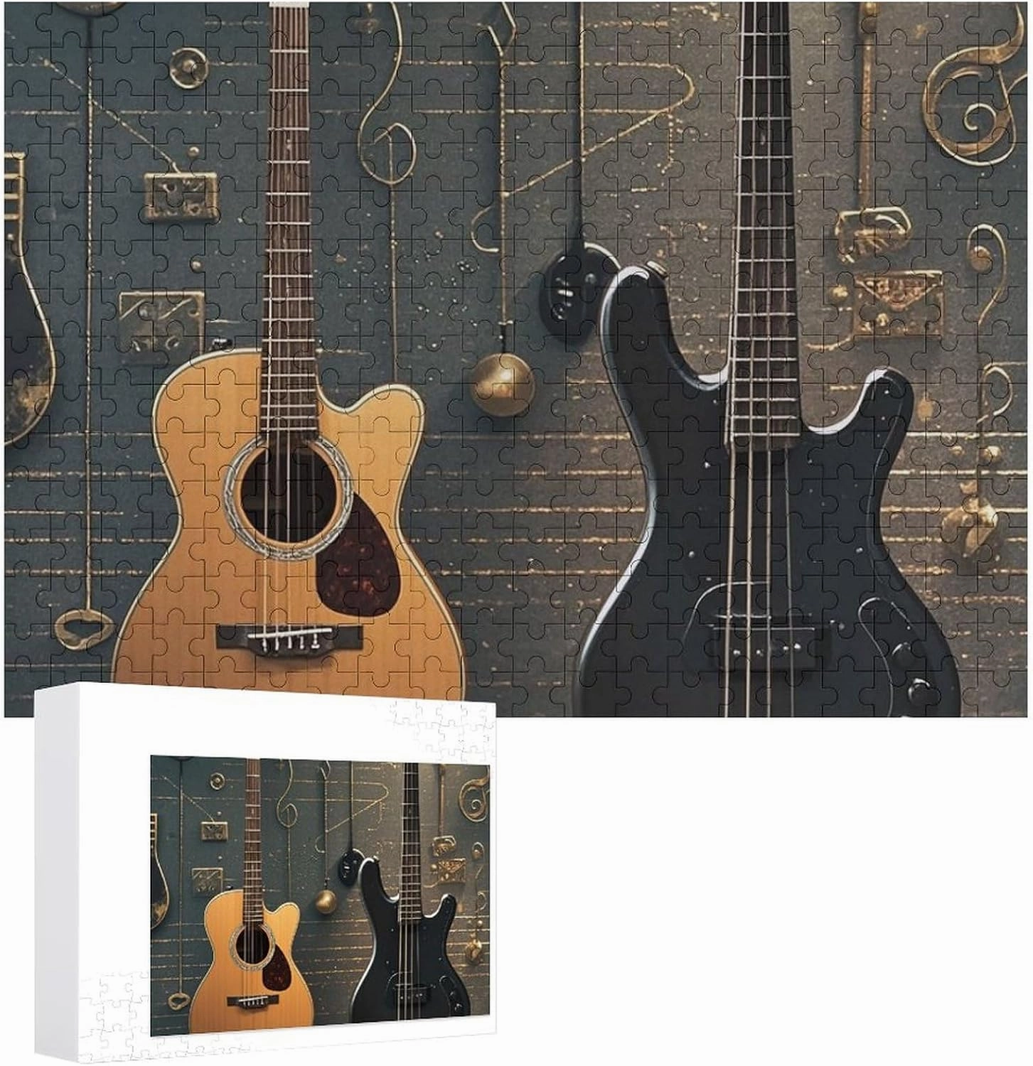Jigsaw Puzzle from Photos 300/500/1000 Pieces Personalized Wooden Picture Puzzles Custom Puzzle from Pictures Musical Instruments Puzzles for Adults Family Birthday Valentine's Day Gifts