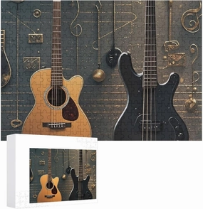 Jigsaw Puzzle from Photos 300/500/1000 Pieces Personalized Wooden Picture Puzzles Custom Puzzle from Pictures Musical Instruments Puzzles for Adults Family Birthday Valentine's Day Gifts