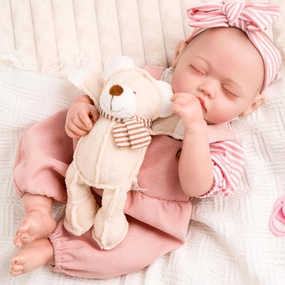 Jirachi Lifelike Reborn Baby Dolls Girl, 18-inch Full Vinyl Body Sleeping Newborn Real Baby Doll Adorable Pink Realistic Baby Dolls with Feeding Kit Gift for Kids Age 3 