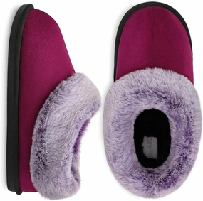 JOINFREE Women's Slippers Fuzzy House Shoes with Memory Foam Slip-on Comfy Bedroom Slippers Indoor Outdoor Shoes with Warm Faux Fur Collar