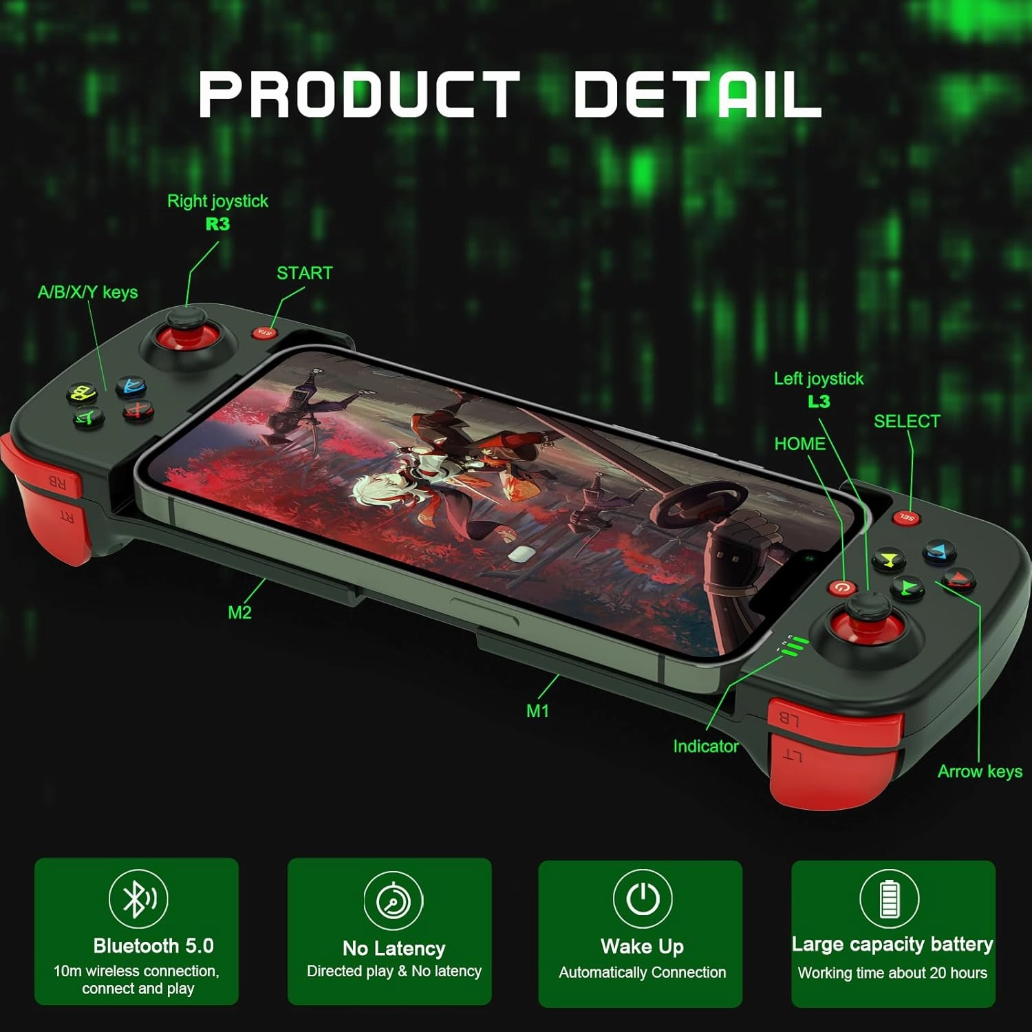 Joso Phone Controller for iPhone/Android Support Phone Case, Mobile Gaming Controller with Ergonomic Design - Wireless Gamepad for Cloud Gaming & PS Remote Play
