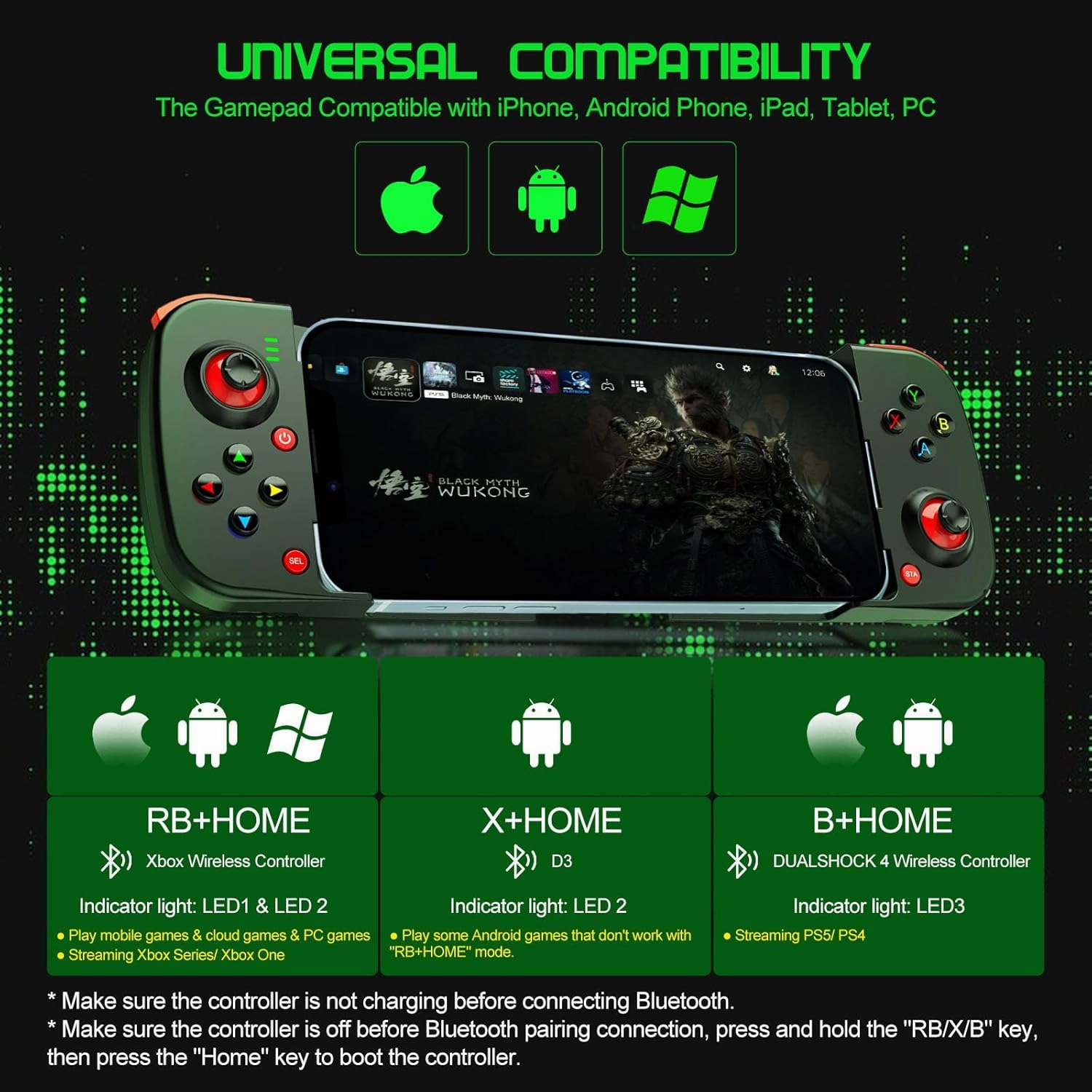 Joso Phone Controller for iPhone/Android Support Phone Case, Mobile Gaming Controller with Ergonomic Design - Wireless Gamepad for Cloud Gaming & PS Remote Play