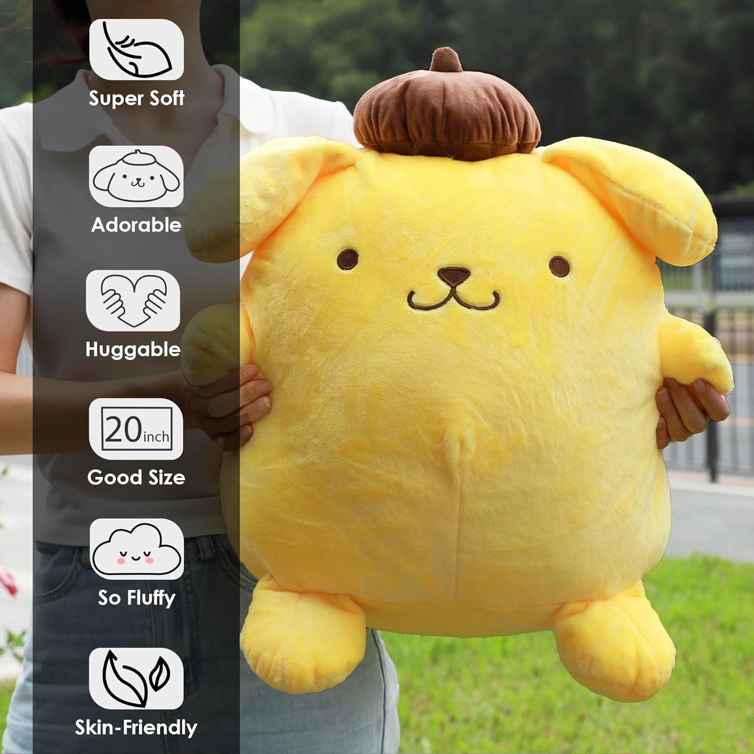 Juju Pompompurin Plush (20 in) - Cute Kawaii Plushies - Kawaii Accessories Pompompurin Stuff - Pom Pom Purin (Hpy)