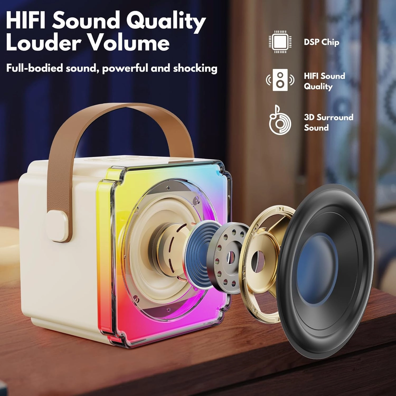 Karaoke Machine, Portable Bluetooth Speaker with Wireless Microphones, Birthday Family Party Gifts for Kids Girls Boys 3 4 5 6 7 8  Year Old, Toddler Toys