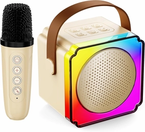 Karaoke Machine, Portable Bluetooth Speaker with Wireless Microphones, Birthday Family Party Gifts for Kids Girls Boys 3 4 5 6 7 8  Year Old, Toddler Toys