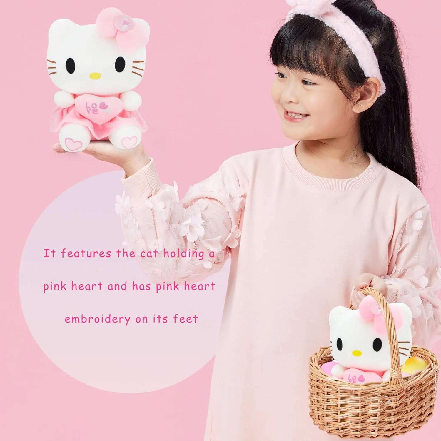 Kawaii Plush Toy with Love Piloow, Soft Cartoon Plush, Theme Party Favor, Birthday Gift for Girls Boys (Love -B)