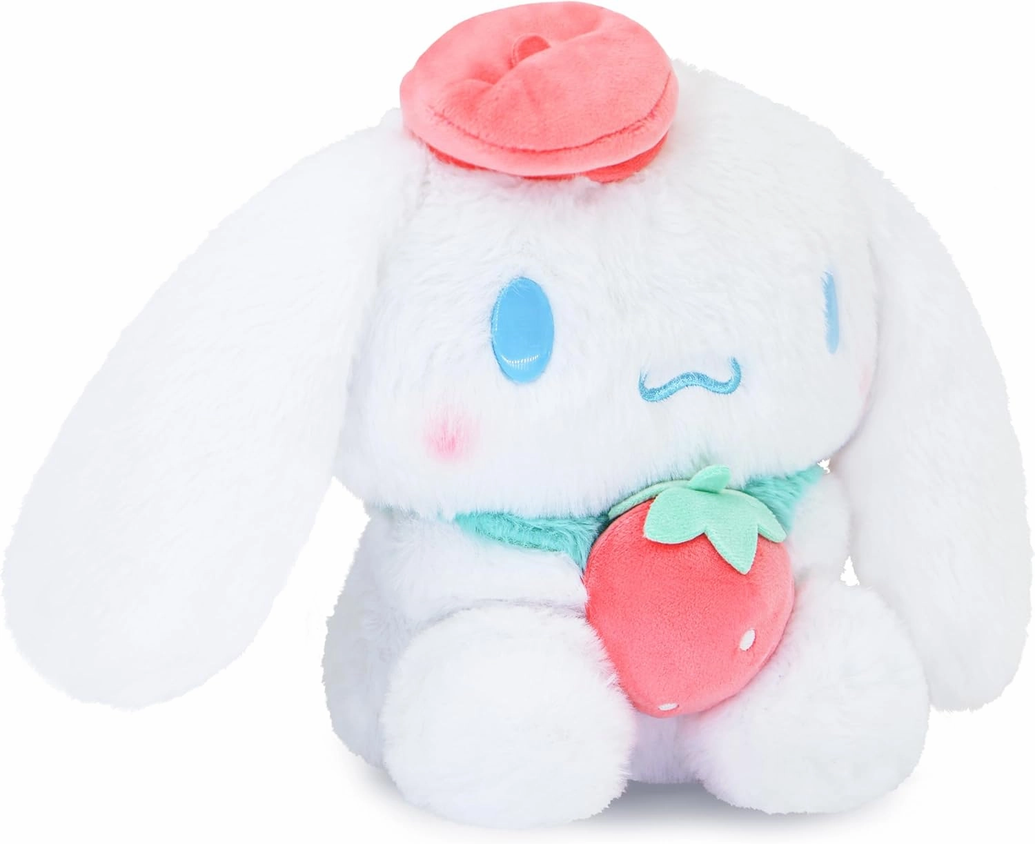 Kawaii Plush Toys with Strawberry Pillow, Stuffed Plush Doll, Cartoon Toys Throw Pillow Decoration, Birthday Gift for Kids (White)