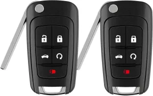 Key Fob fits for 2010-2017 Buick Allure Encore Lacrosse Regal Verano/Chevy Camaro Cruze Equinox Impala Malibu Sonic/GMC Terrain Keyless Entry Remote Flip FCCID: OHT01060512 (2 Pack)