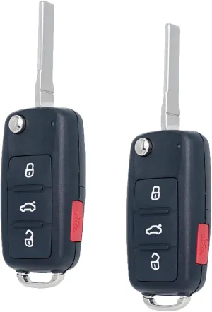 Key Fob Replacement Fits for 2012-2016 Volkswagen Jetta Passat Tiguan Beetle CC Eos Golf GTI Touarge VW Flip Key Remote Control Keyless Entry NBG010180T 5K0837202AK 4 Button (Set of 2)