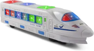 KIDSTHRILL Bump and Go High Speed City EMU Train Toy - 3D Lighting and Musical Fun Sounds - Great for Kids 3 & Up - 13"