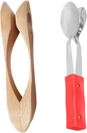 Kisangel 2pcs Musical Wooden Spoons Set for Boys and Girls Music Instruments Folk Instruments Unique Playing Spoons