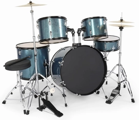Ktaxon 22 Inch Adult Drum Set, 5-Piece Full-Size Drums Kit with Cymbal Stands, Hi-hat Stand, Sticks, Drum Pedal, Stool & Floor Tom for Beginner Teens Student (Blue)
