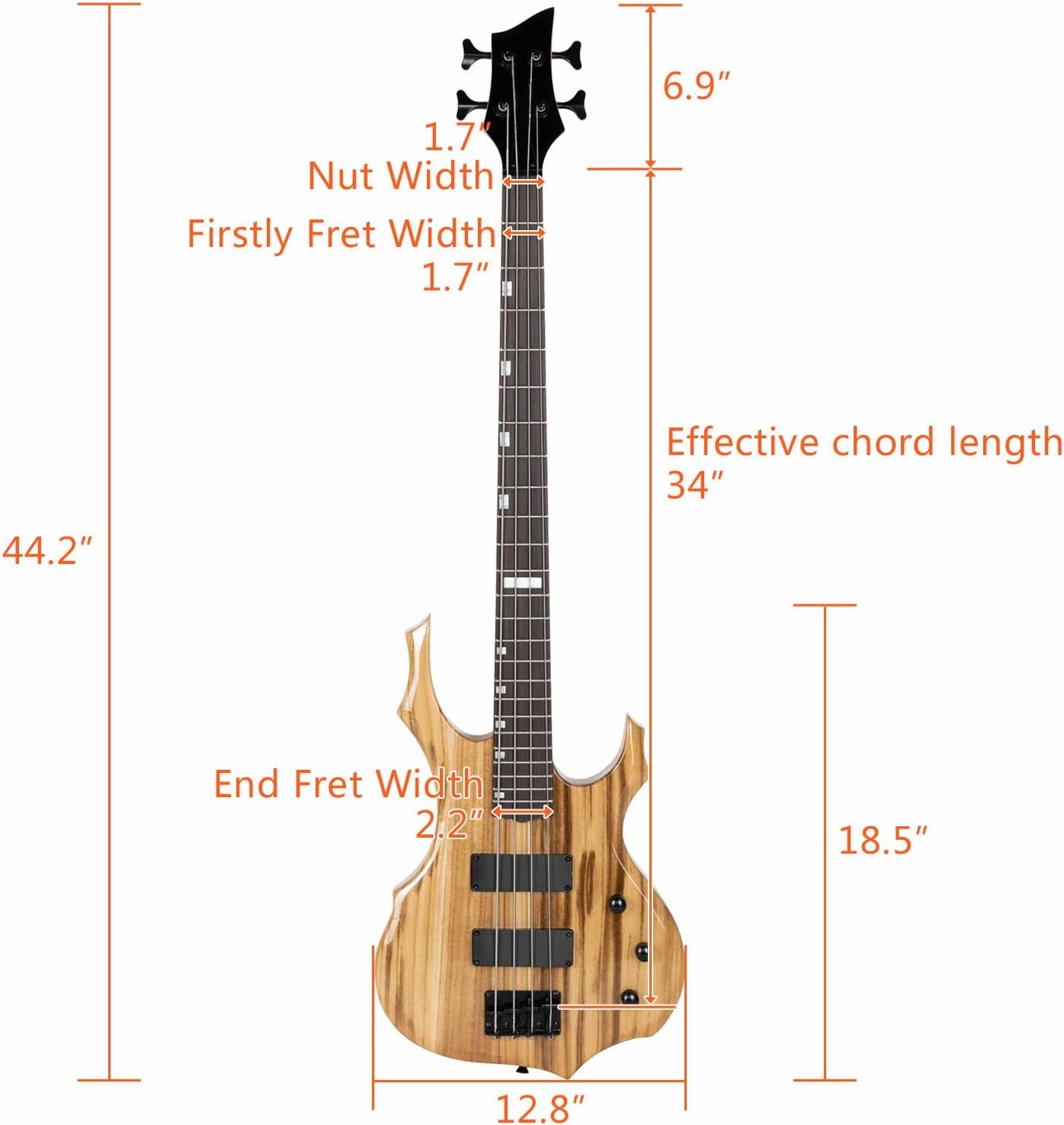 Ktaxon Electric Bass Guitar Full Size Flame Design Bass Set with 20 Watt Amplifier, Portable Bass Bag, Superior Amp Wire, Adjustable Guitar Strap, Plectrum, Wrench Tool（Natural)