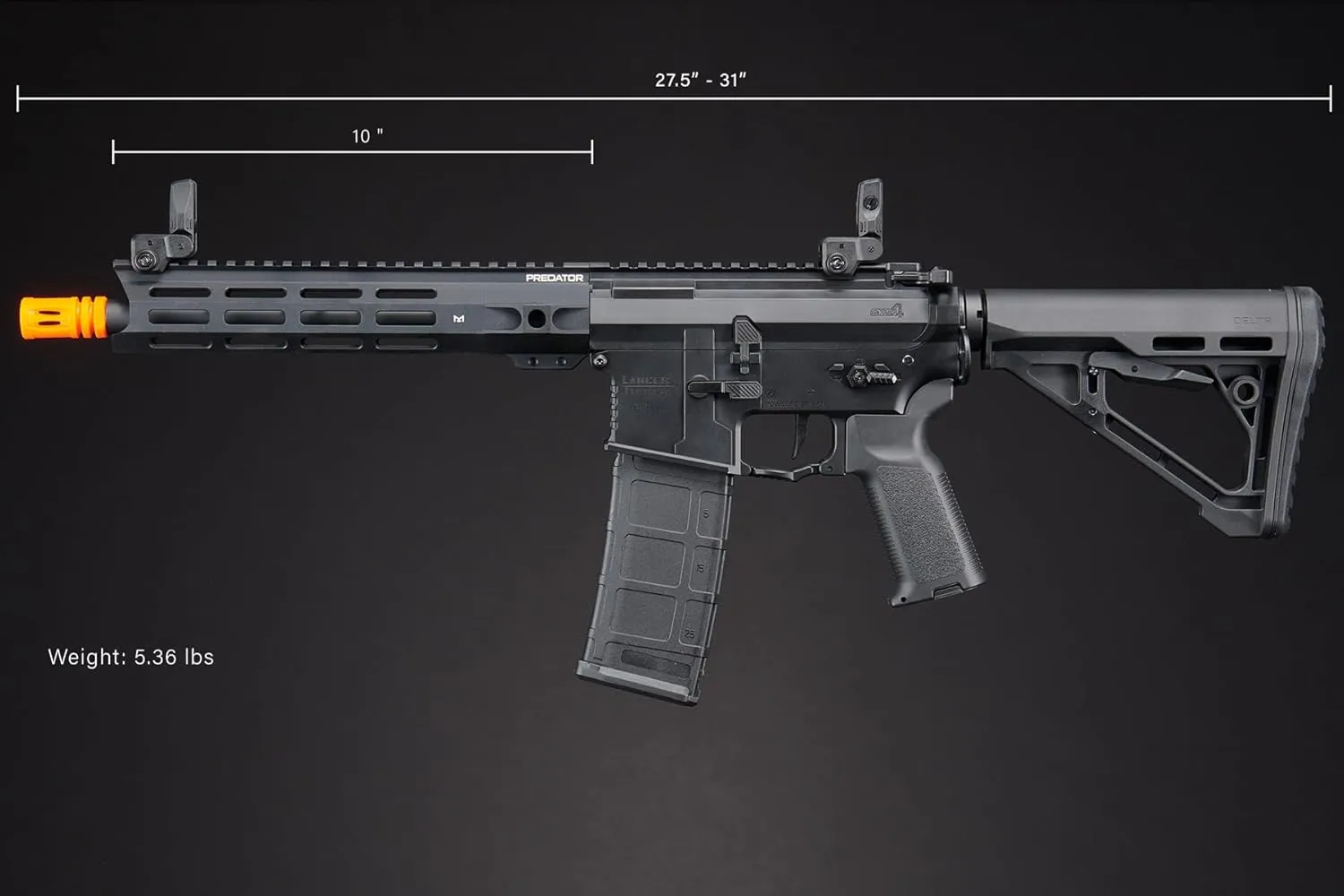 Lancer Tactical Gen 4 Gate Aster II Predator Steel CNC AEG Airsoft Rifle w/Bluetooth ETU Programmable MOSFET CQB/SBR/Carbine