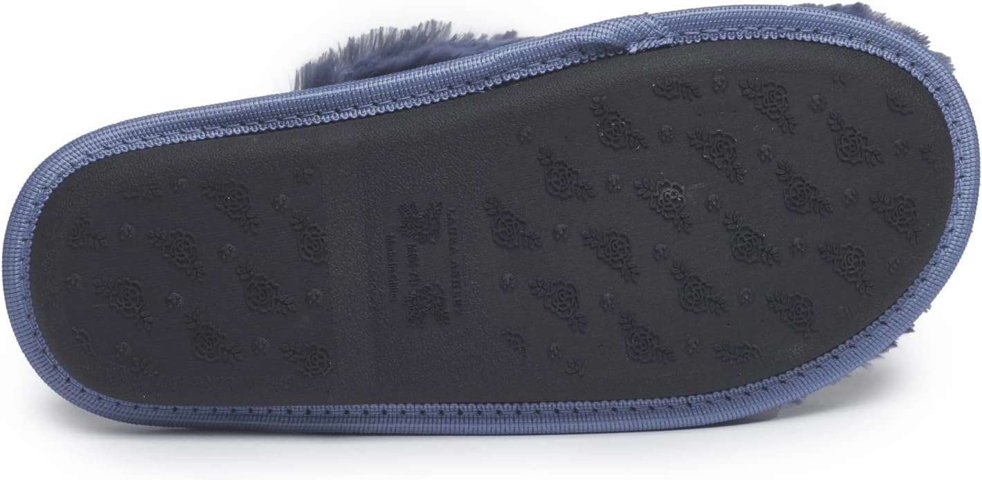 Laura Ashley Ladies All Over Plush W/Memory Foam Slippers