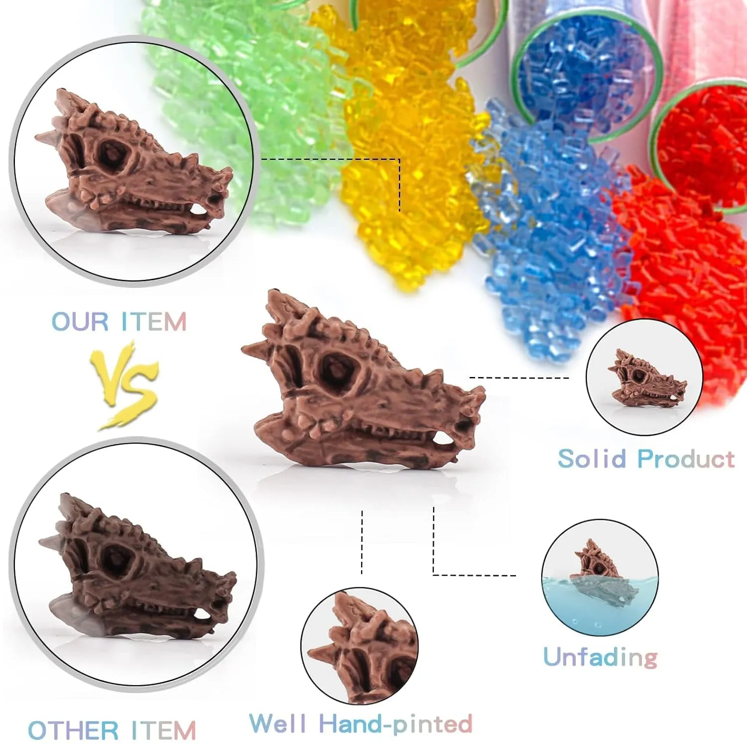 LC JoyCre 11PCS Realistic Mini Dinosaur Bones Set T-rex Skull for Sandbox Kids Toys Carnotaurus Velociraptot Brachiosaurus Oviraptor Nigersaurus Diplodocus Dilophosaurus Dracorex Triceratops