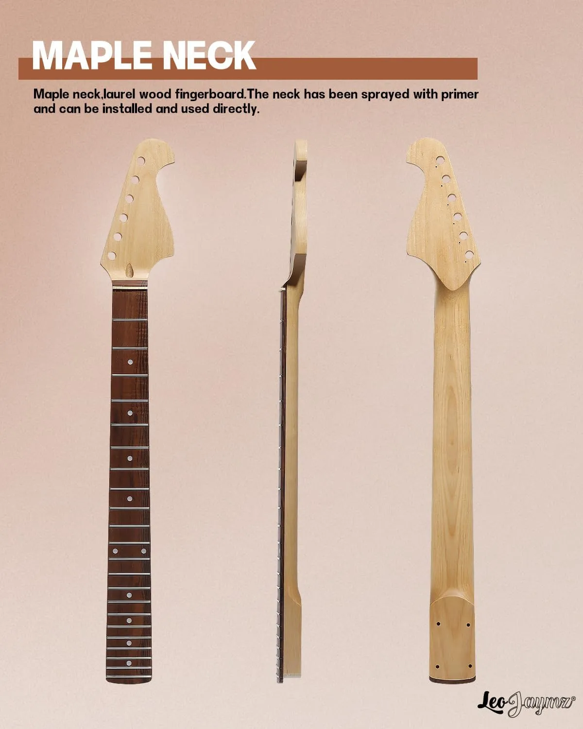 Leo Jaymz DIY ST Style Electric Guitar Kits,Spray-painted Mahogany Body,Laurel Wood Fingerboard and Maple Neck, including all Components (ST-Light Pink)