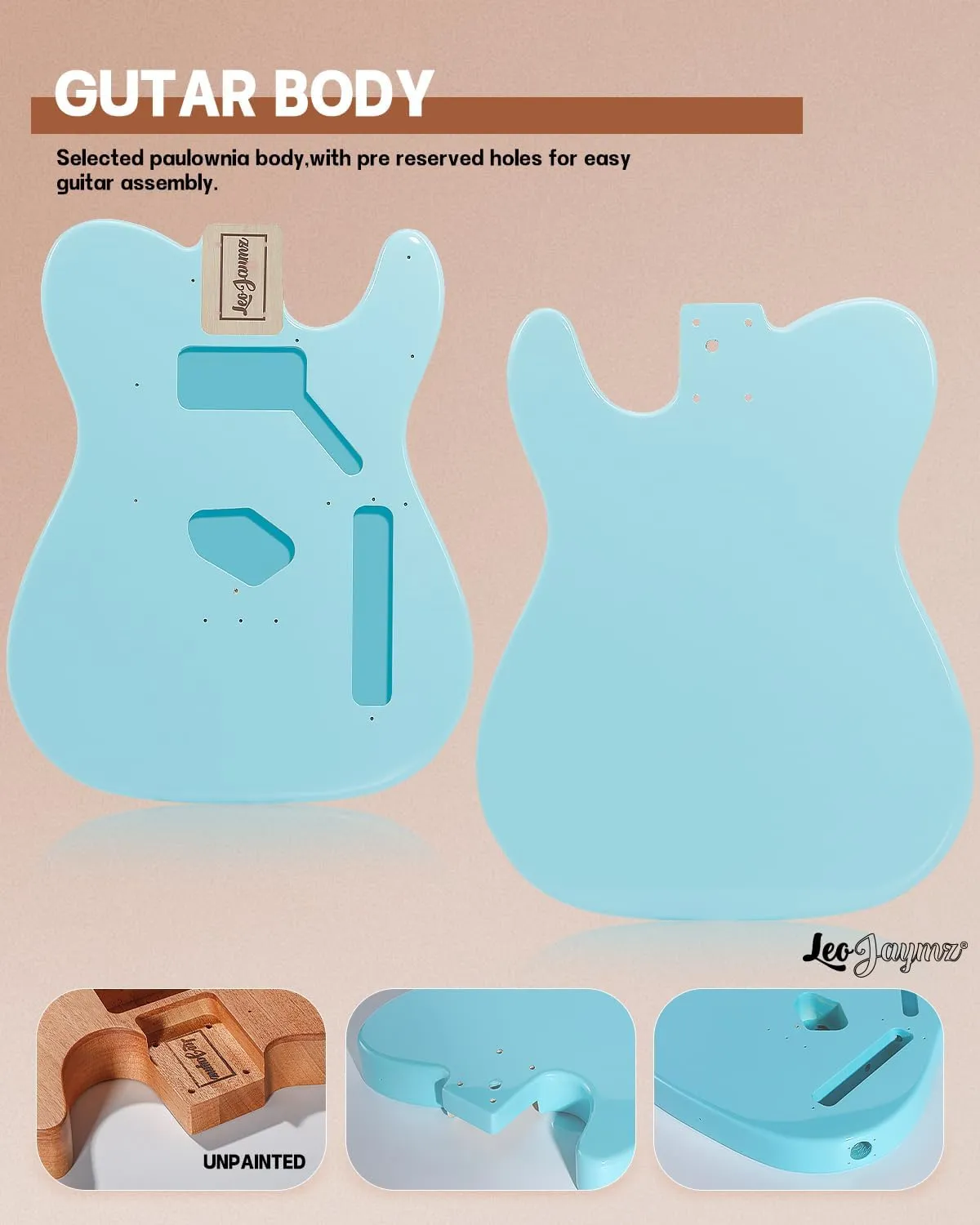Leo Jaymz DIY TL Style Electric Guitar Kits,Spray-painted Mahogany Body,Maple Neck, including all Components (TL Sonic Blue)