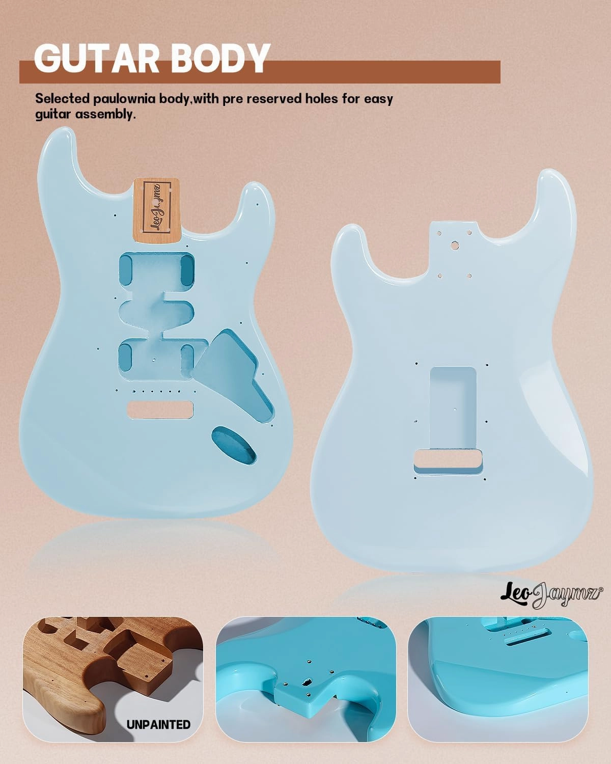 Leo Jaymz DIY ST Style Electric Guitar Kits,Spray-painted Mahogany Body,Laurel Wood Fingerboard and Maple Neck, including all Components (ST-Sonic Blue)
