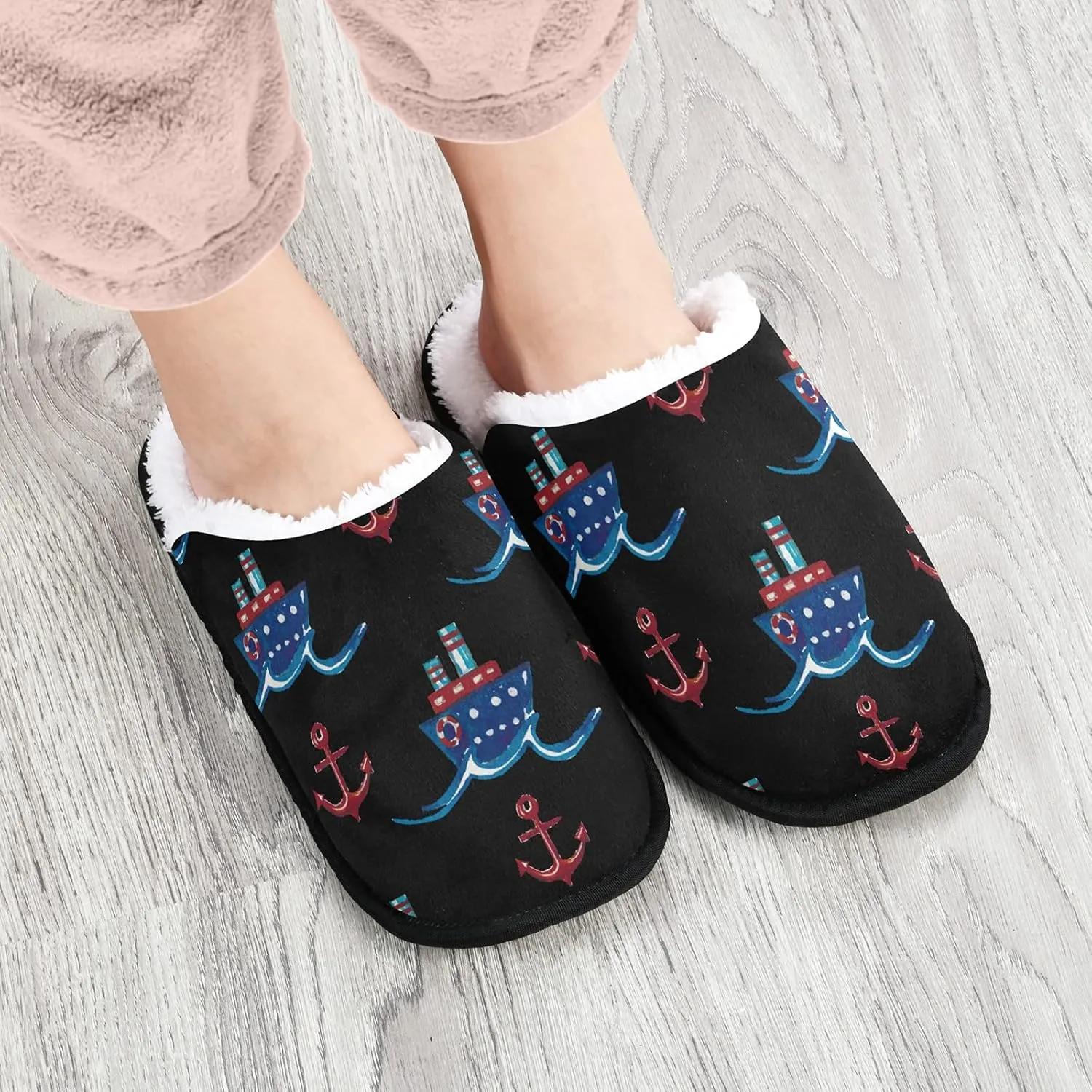 linqin Cute Bee With Beehive Flower Womens Mens Fuzzy Slippers for Home Bedroom Travel, Soft Warm Comfy Anti-skid House Slippers for Indoor Outdoor