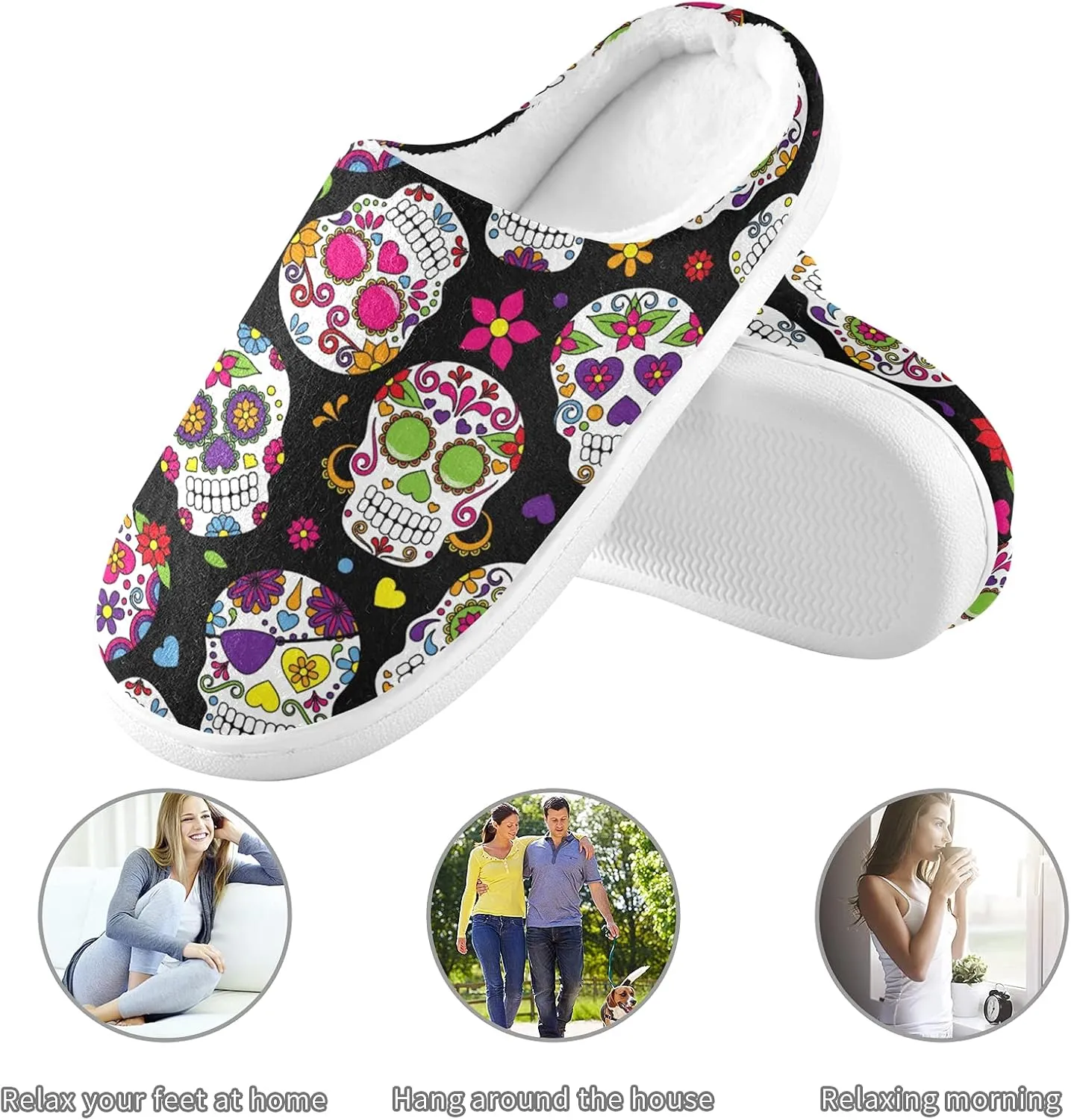 linqin Fruit Apples Womens Mens Cozy Fuzzy Slippers, Soft Warm Lightweight Memory Foam Anti-Slip House Indoor Outdoor Slippers