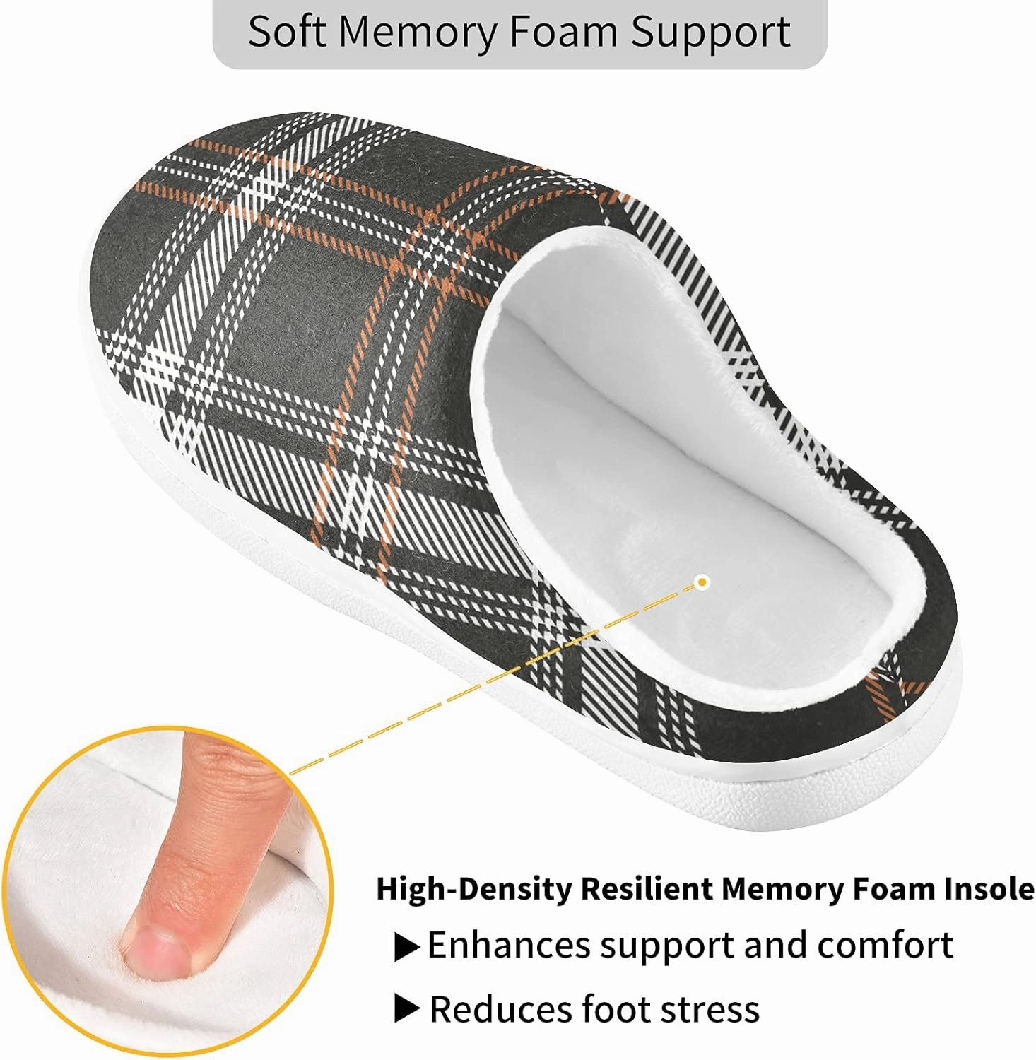 linqin Buffalo Plaid Red Black Womens Mens Cozy Fuzzy Slippers, Soft Warm Lightweight Memory Foam Anti-Slip House Indoor Outdoor Slippers