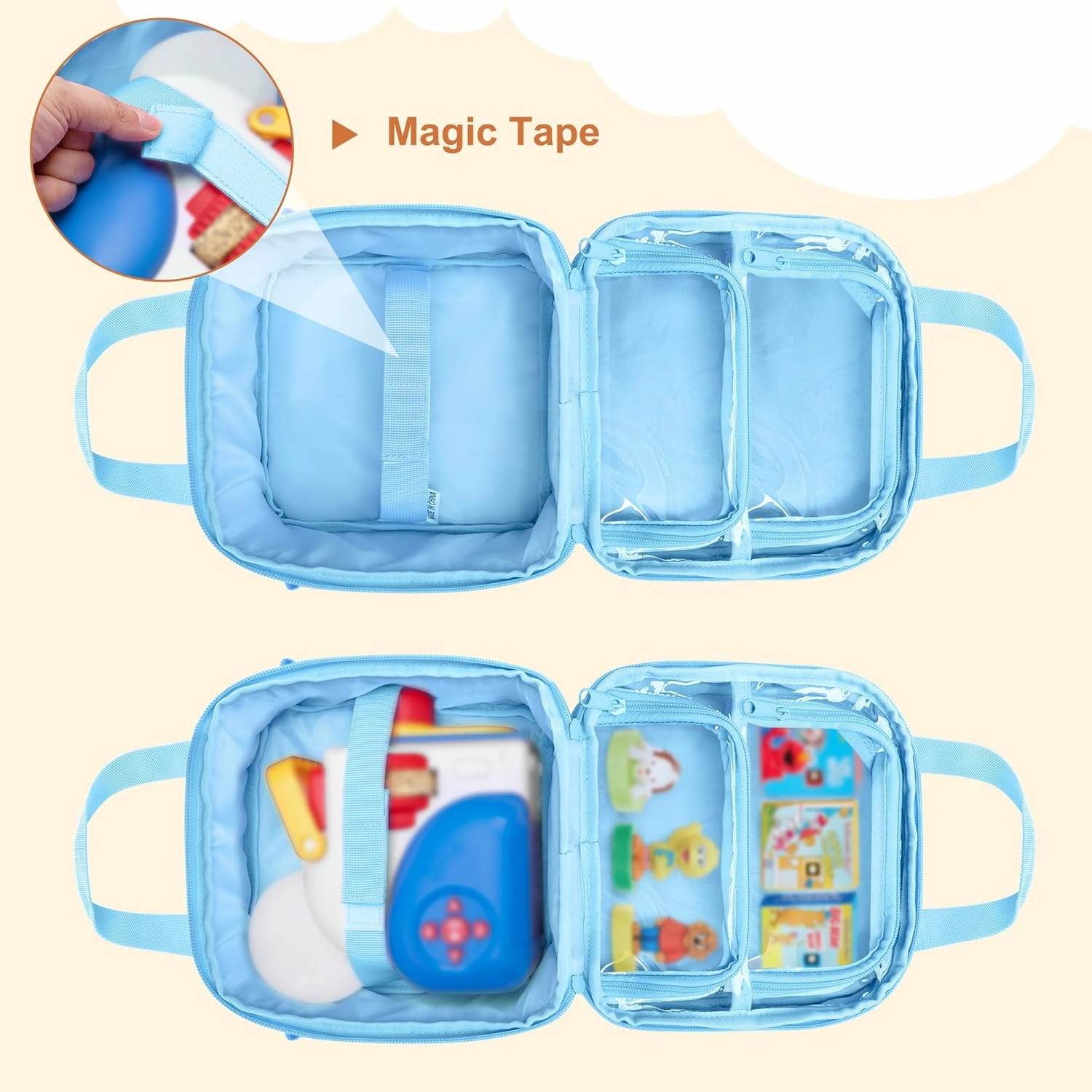 LoDrid Carrying Case Compatible with Little Tikes Story Dream Machine Starter Set, Multiple Pockets for Books and Accessories, Blue, Bag Only (Patent Design)